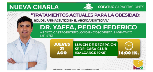 Capacitación Profesional: “Tratamientos actuales para la obesidad: rol del Farmacéutico en el abordaje integral “